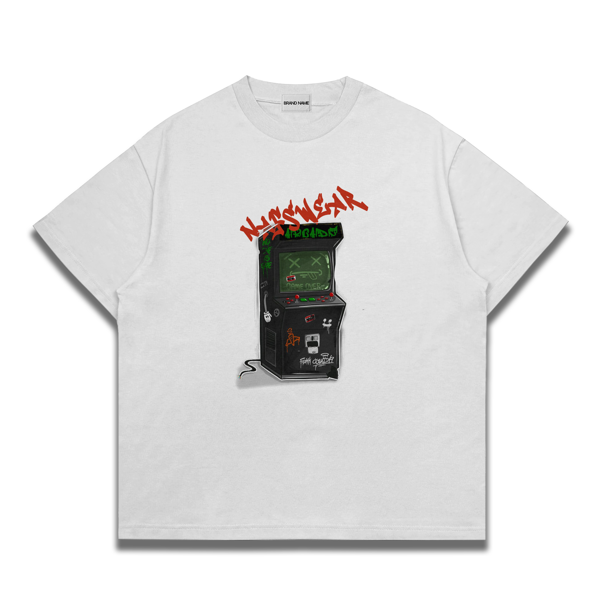 Arcade Oversized Graphic Tee – White